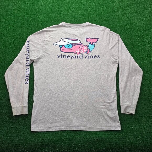 Vineyard Vines Shirt Mens Large Gray Long Sleeve Vacation Sunglasses Pocket Tee - Picture 1 of 9